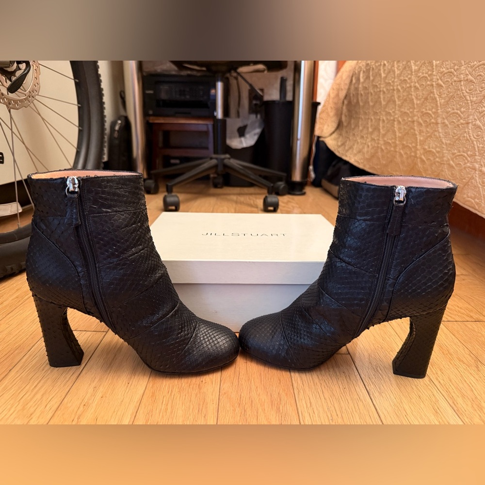 Jill Stuart snake skin booties